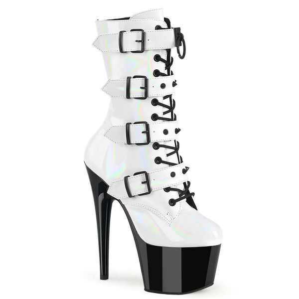 Pleaser ADORE-1046TT Wht Holo Pat/Blk