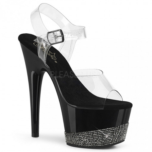 Pleaser ADORE-708-3 Clr/Blk-Pewter RS