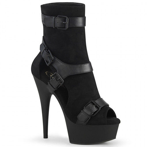 Pleaser DELIGHT-1037 Blk Faux Suede-Faux Leather/Blk Matte
