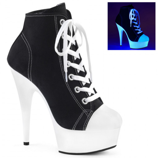 Pleaser DELIGHT-600SK-02 Blk Canvas/Neon White
