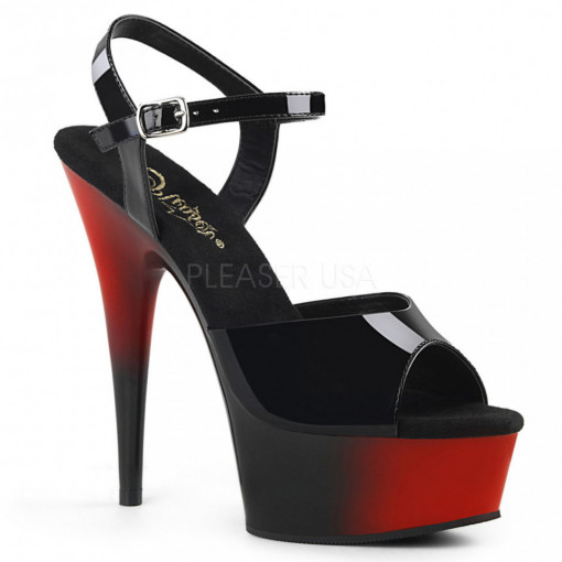 Pleaser DELIGHT-609BR Blk Pat/Red-Blk