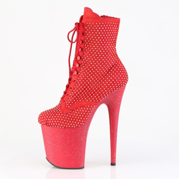 Pleaser FLAMINGO-1020RM Red Faux Suede-RS Mesh/Red Matte