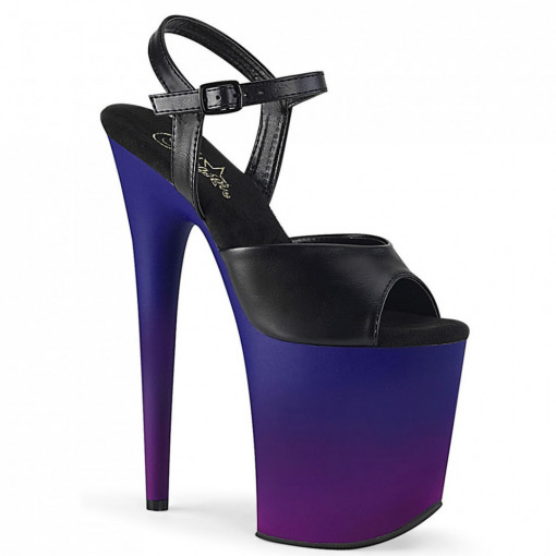 Pleaser FLAMINGO-809BP Blk Faux Leather/Blue-Purple Ombre