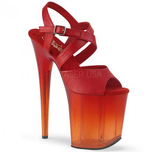 Pleaser FLAMINGO-822T Red Faux Leather/Faded Red