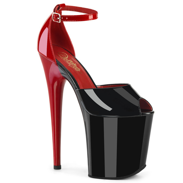 Pleaser FLAMINGO-868 Blk-Red Pat/Blk Red