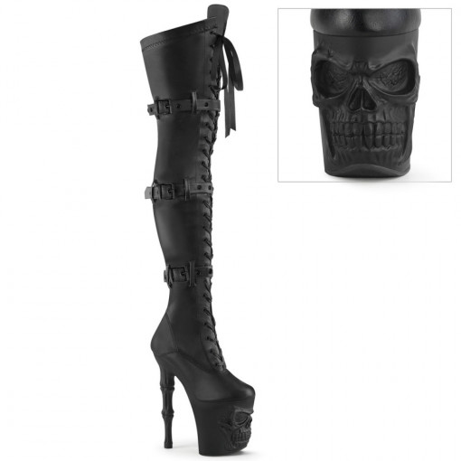 Pleaser RAPTURE-3028 Blk Str. Faux Leather/Blk Matte