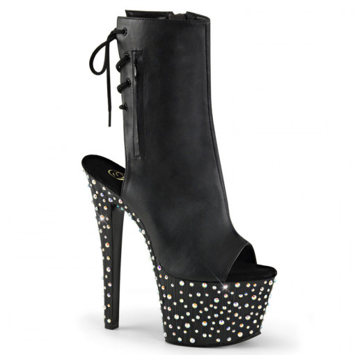 Pleaser STARDANCE-1018-7 Blk Faux Leather/Blk-Slv Multi RS