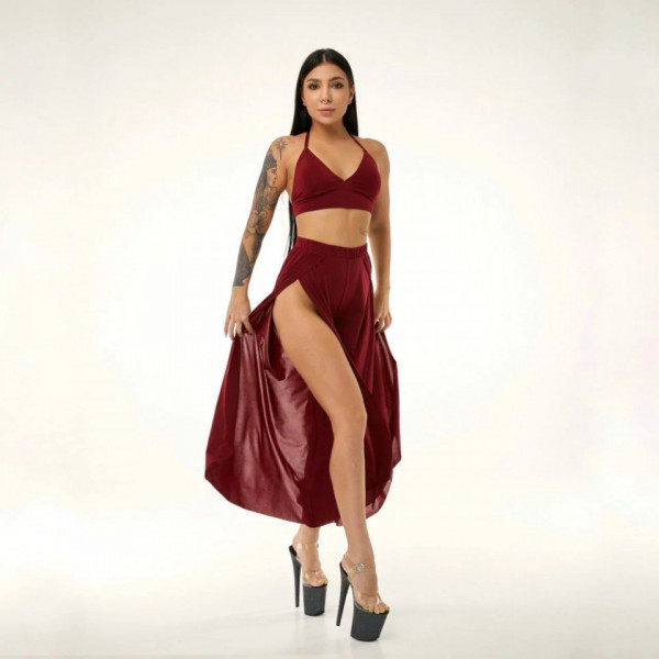 Polerina Wear - Kiara - Burgundy -Set- Top + Culotte Ton
