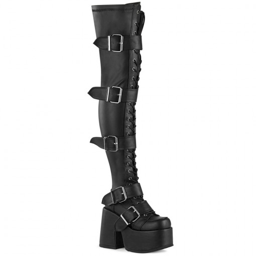 Demonia CAMEL-305 Blk Stretch Vegan Leather