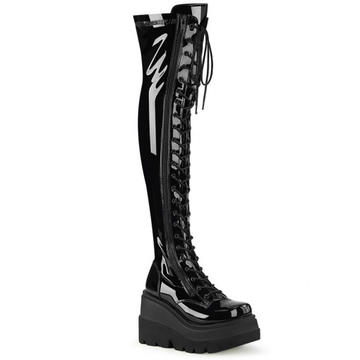 Demonia Cult SHAKER-374 Blk Stretch Patent