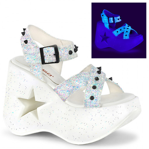 Demonia DYNAMITE-02 Wht Multi Glitter