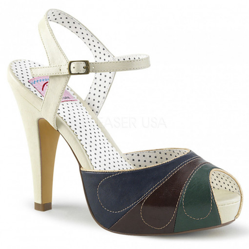Pin Up Couture BETTIE-27 Cream Multi Faux Leather