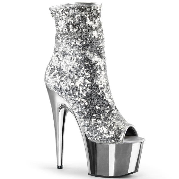 Pleaser ADORE-1008SQ Slv Sequins/Slv Chrome