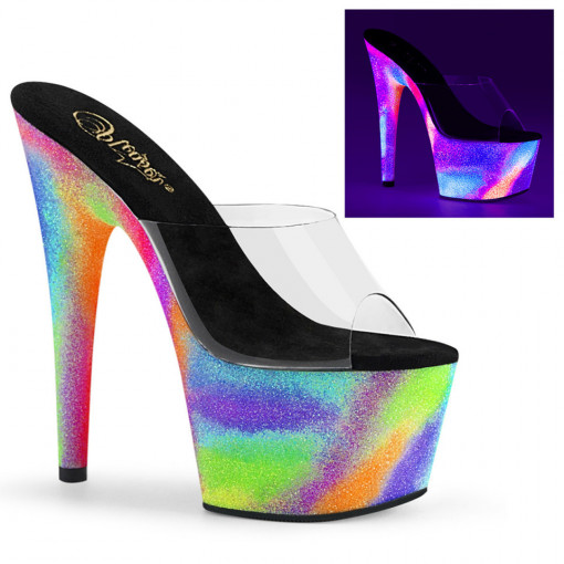 Pleaser ADORE-701GXY Clr/Neon Galaxy Mini Glitter