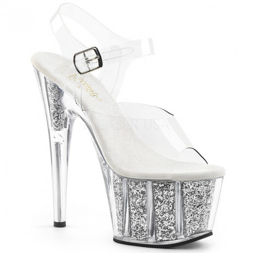 Pleaser ADORE-708G Clr/Silver Multi Glitter Inserts