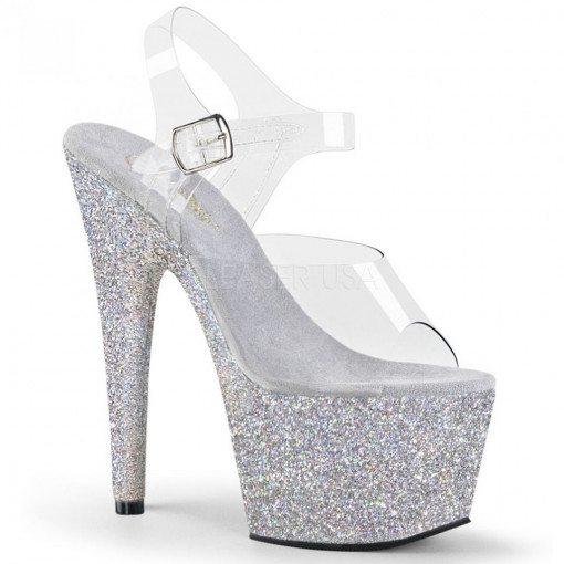 Pleaser ADORE-708HMG Clr/Slv Multi Glitter