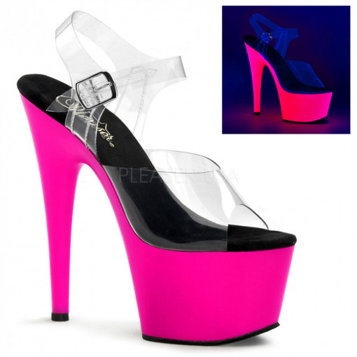 Pleaser ADORE-708UV Clr/Neon Pink