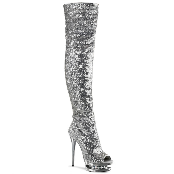 Pleaser BLONDIE-R-3011 Slv Sequins/Slv Chrome