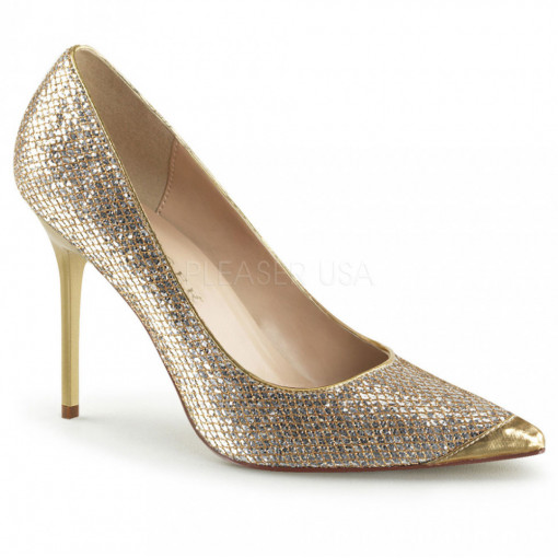 Pleaser CLASSIQUE-20 Gold Glittery Lame Pu