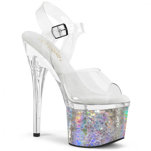Pleaser ESTEEM-708CK Clr/Clr-Slv Holo Crackle