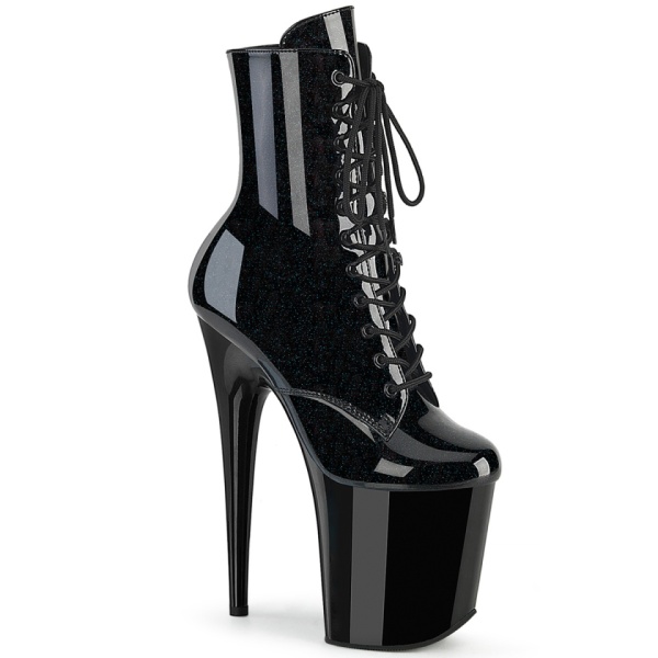 Pleaser FLAMINGO-1020BLG Blk Pat-Blue Glitter Pronto numero 38