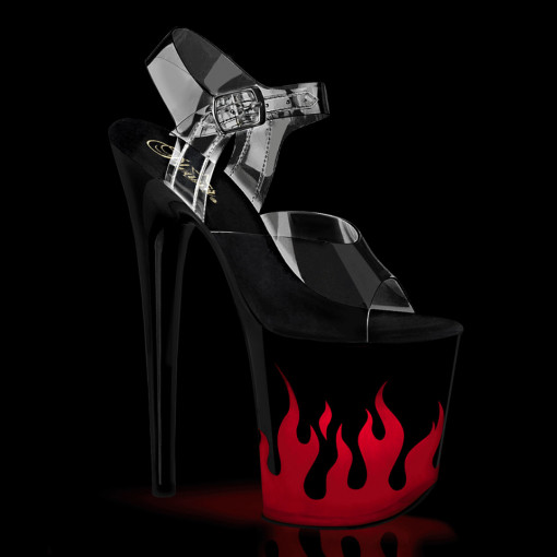 Pleaser FLAMINGO-808NLFL Clr/Blk-Red