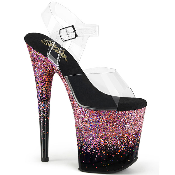 Pleaser FLAMINGO-808SS Clr/Blk-Pink Multi Glitter