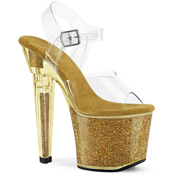 Pleaser LOVESICK-708SG Clr/Gold Multi Iridescent Glitters