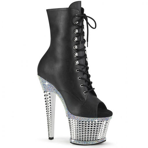 Pleaser SPECTATOR-1021RS Blk Faux Leather/Slv RS-C