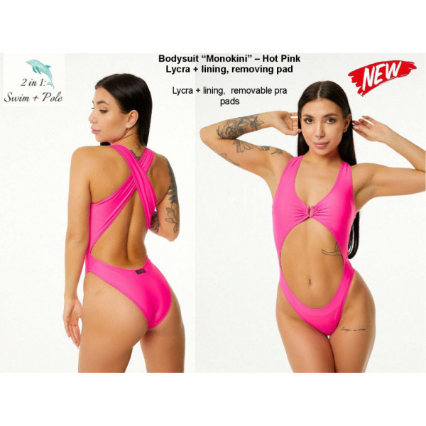Polerina Wear - Bodysuit “Monokini” – Hot Pink Lycra Subito