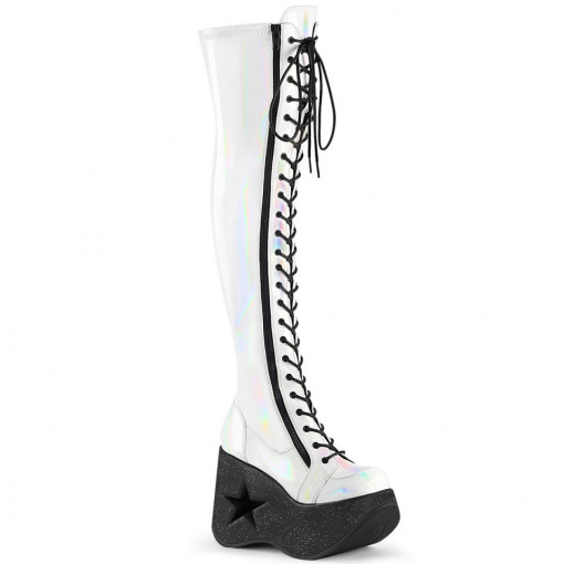 Demonia Cult DYNAMITE-300 Wht Stretch Holo
