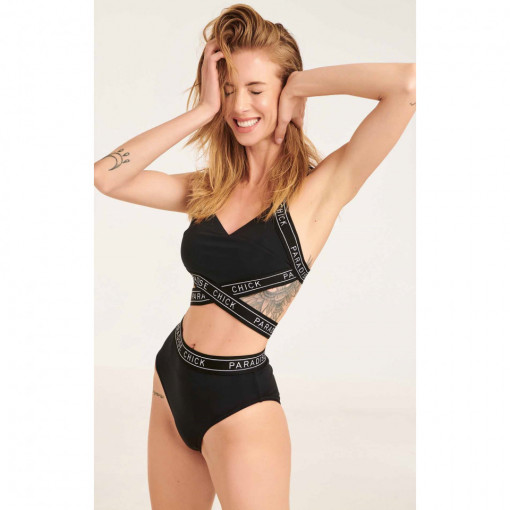 Paradise Chick SHORT HIGH WAIST LOGO BAND BLACK