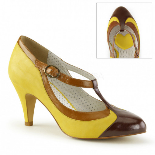 Pin Up Couture PEACH-03 Yellow Multi Faux Leather