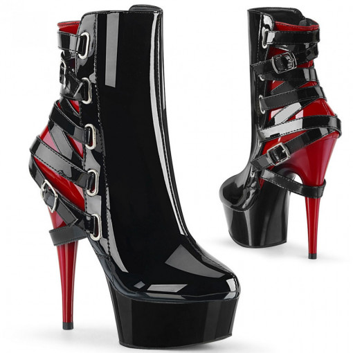 Pleaser DELIGHT-1012 Blk-Red Pat/Blk-Red