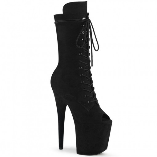 Pleaser FLAMINGO-1051FS Blk Faux Suede/Blk Faux Suede