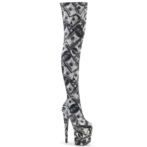 Pleaser FLAMINGO-3000DP Wht-Blk Str. Fabric/Wht-Blk Fabric