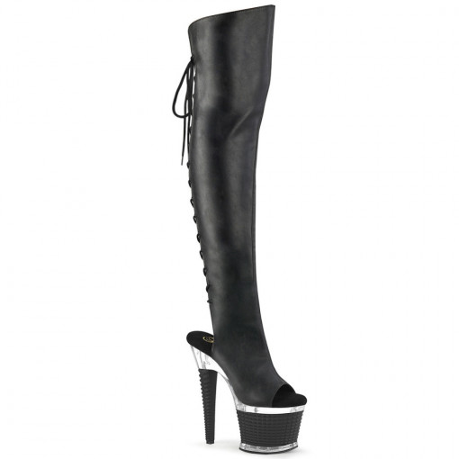 Pleaser SPECTATOR-3019 Blk Faux Leather/Clr-Blk Ma