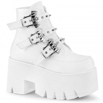 Demonia Cult ASHES-55 Wht Vegan Leather