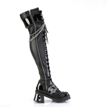 Demonia Cult BRATTY-304 Blk Stretch Vegan Leather