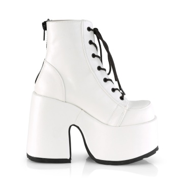 Demonia Cult CAMEL-203 Wht Vegan Leather