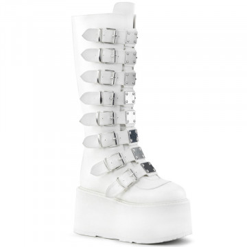 Demonia Cult DAMNED-318 Wht Vegan Leather