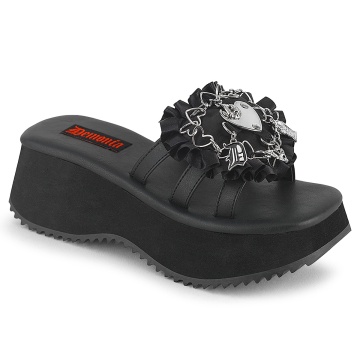 Demonia Cult FLIP-16 Blk Vegan Leather-Satin