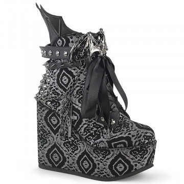 Demonia Cult POISON Blk-Silver Faux Nubuck Leather
