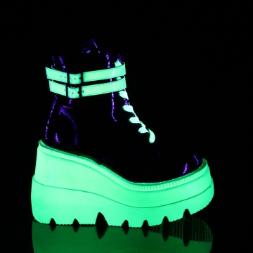 Demonia Cult SHAKER-52 Blk Pat-UV Neon Green