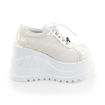 Demonia Cult STOMP-08-1 Off White Pat-Vegan Leather - Img 5
