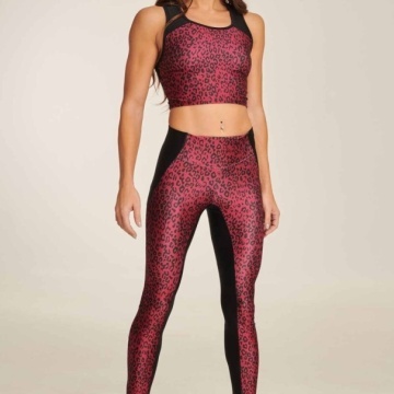 Paradise Chick TANK TOP LEOPARD ATHLECIOUS Cherry