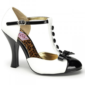 Pin Up Couture SMITTEN-10 Wht-Blk Pat