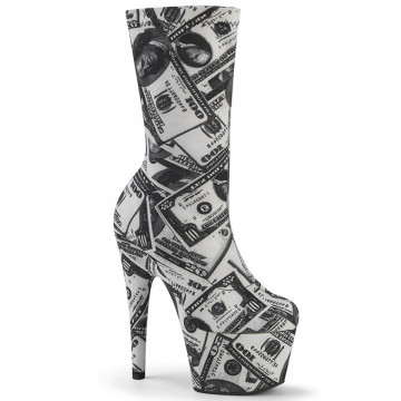 Pleaser ADORE-1002DP Wht-Blk Str. Fabric /Wht-Blk Fabric