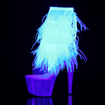 Pleaser ADORE-1017MFF Clr-Wht Marabou/Clr-Gltr