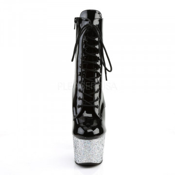 Pleaser ADORE-1020LG Blk Pat/Slv Multi Glitter